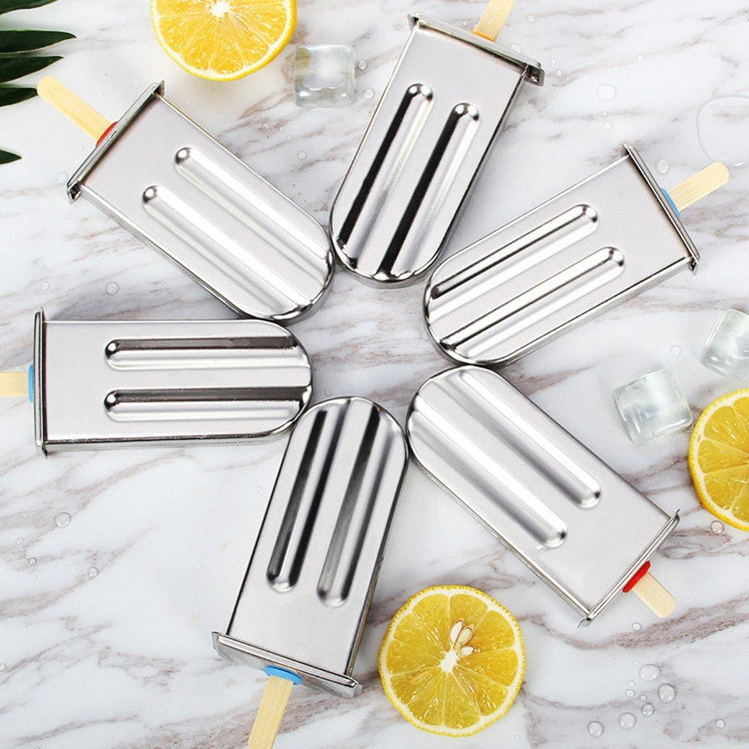 10 Molds Stainless Steel Ice Cream Popsicle Mold Lolly Popsicle w/ 100Pcs Stick Holder