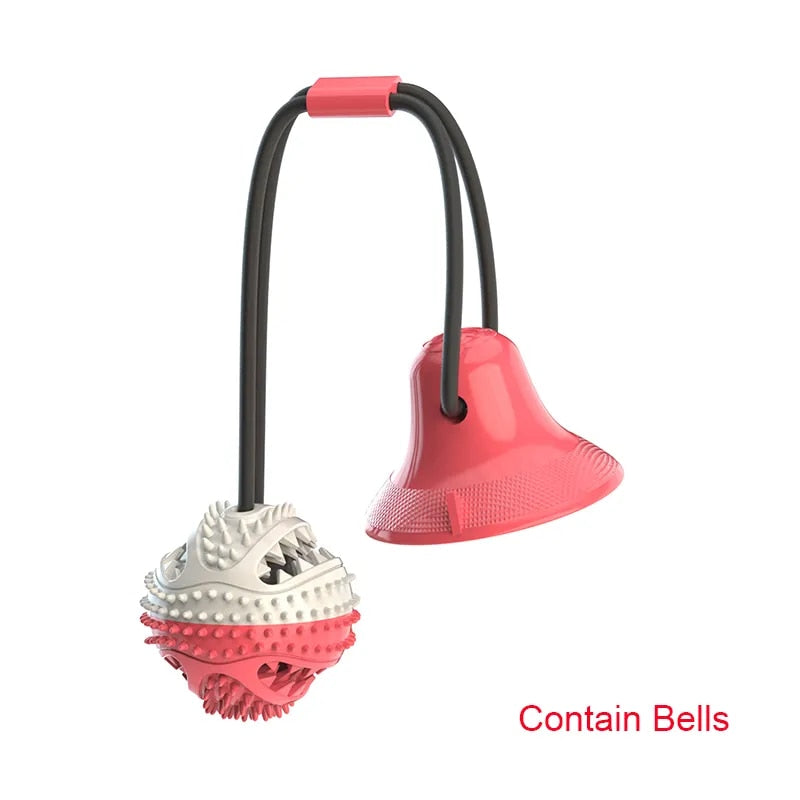 Interactive Chew Ball for Large Dogs: Suction Cup Rope Toy with Treat Dispenser & Dental Care