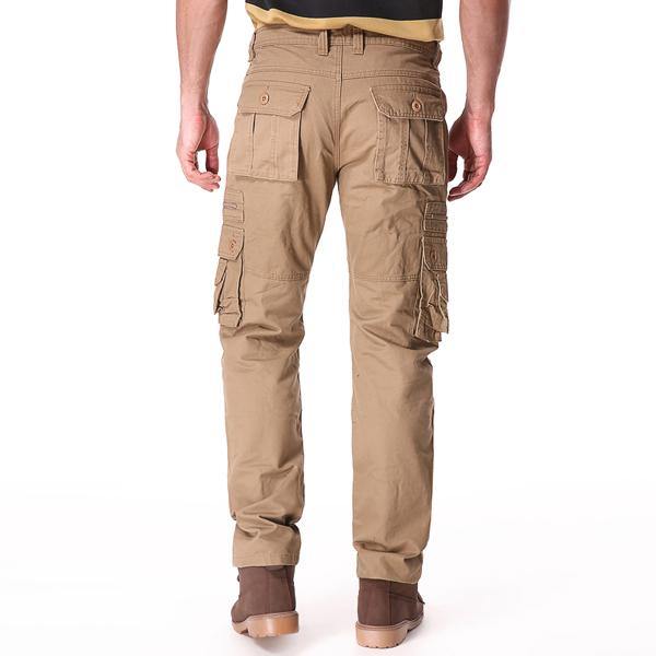 Casual Solid Color Fashion Multi Pockets Long Trousers