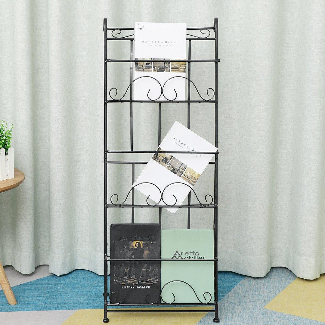 3 Layers Dimensional Bookshelf Magazine Newspaper Rack Landing Iron Art Creative Publicity Display Shelf for Home Art Decoration