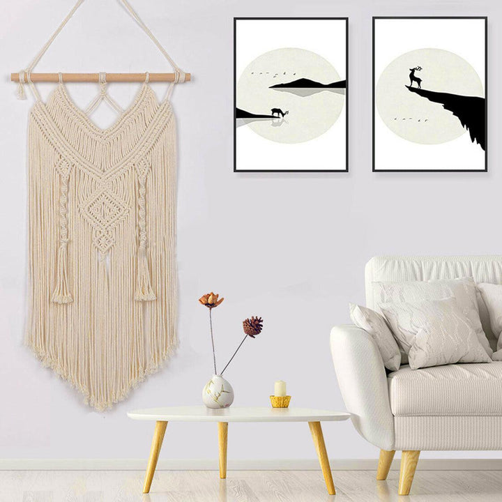 1Pcs Canvas Tapestry Macrame Handmade Woven Wall Art Cotton Bohemian Hanging Tapestry For Room Decor