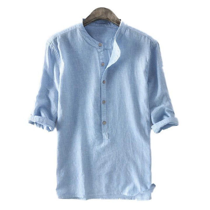 Breathable 100% Cotton Henley Shirts for Men with Half Sleeves and Stylish Stripes - MRSLM