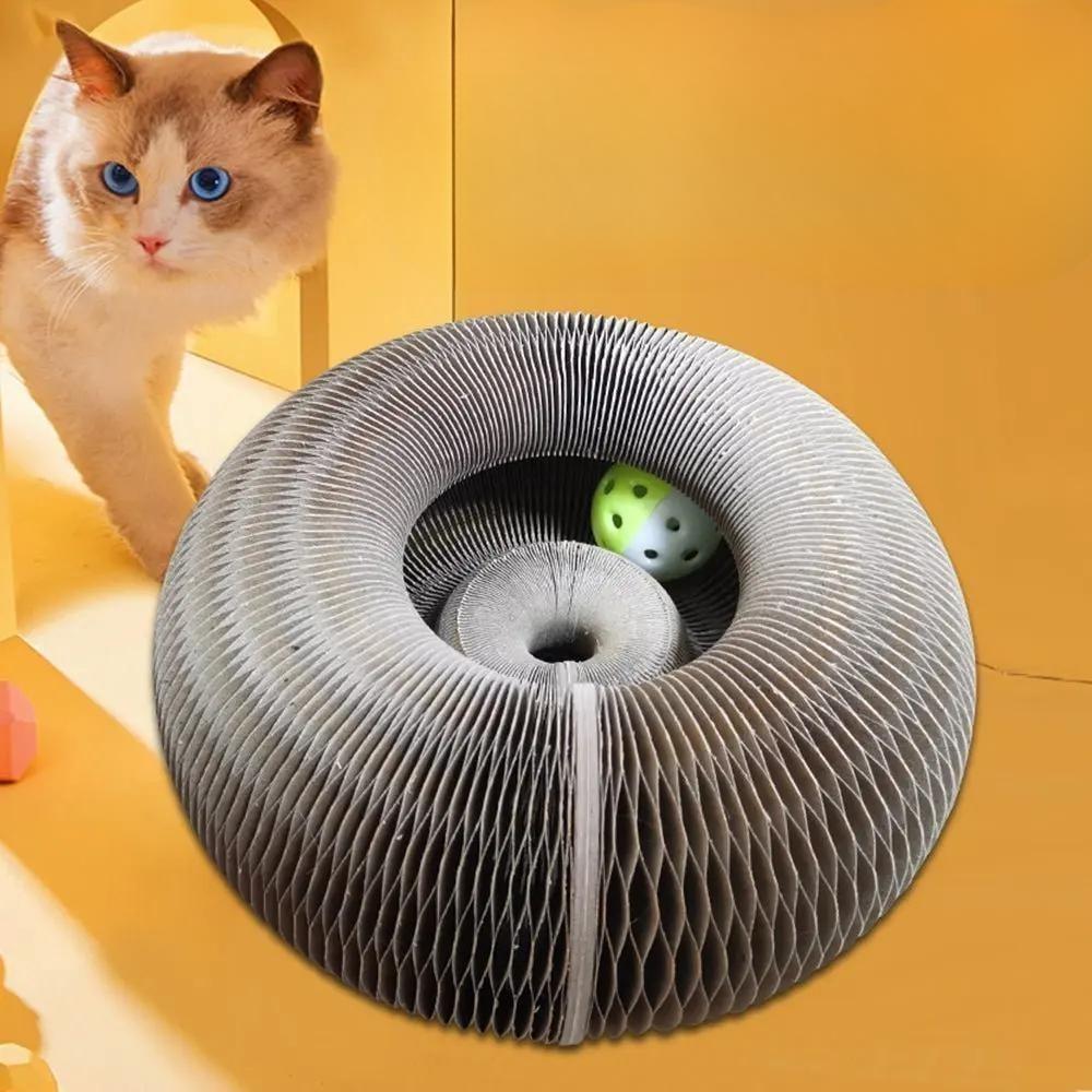 Cat Scratch Board Toy with Bell - Corrugated Cardboard Climber and Grinder for Cats