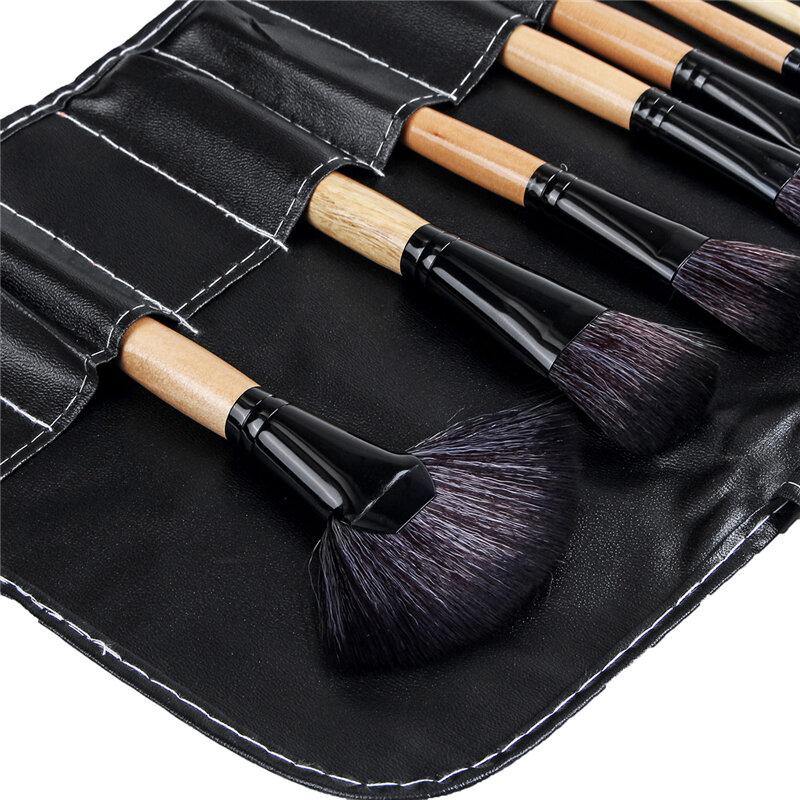 24 Pcs Makeup Brush Set Cosmetics Makeup Brush Kit With Leather Case Foundation Eyeliner Blending Concealer Mascara Eyeshadow Face Powder