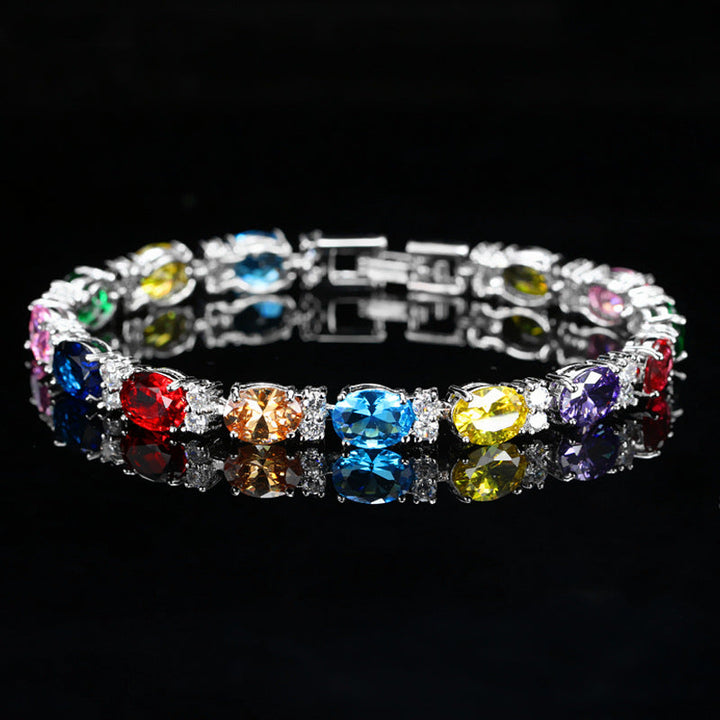 Men And Women Fashion Popular Oval Zirconia Bracelet