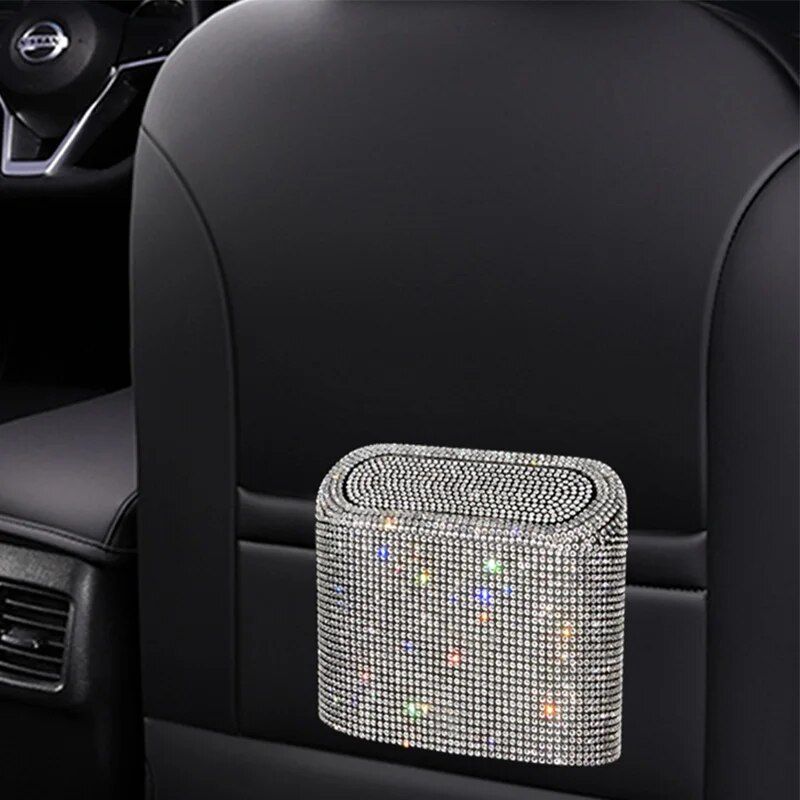 Bling Car Trash Can with Rhinestone Accents