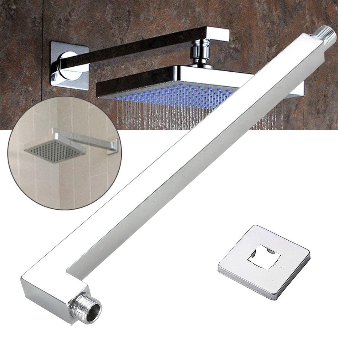 40cm Square Rail Shower Head Extension Arm Chrome Wall Mount with Flange