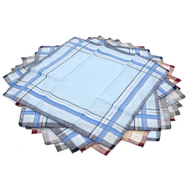 12Pcs Cotton Men Pocket Handkerchief Square Hanky For Wedding Party