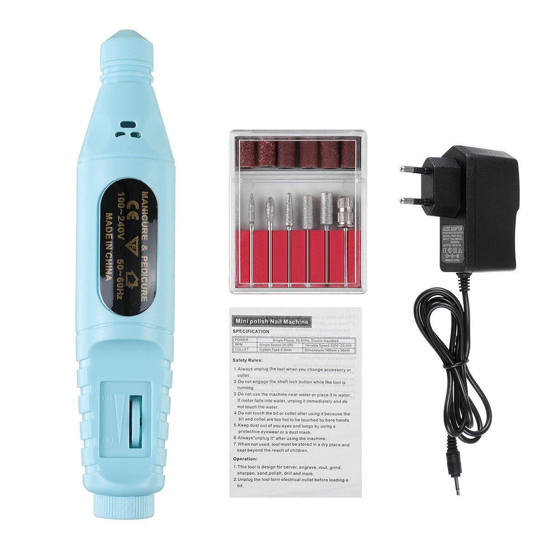 0-20000RPM 110-240V Nail File Art Speed Adjustable Electric Drill File Manicure Drill Pedicure Drill Portable Machine Electric Nail Polisher Kit