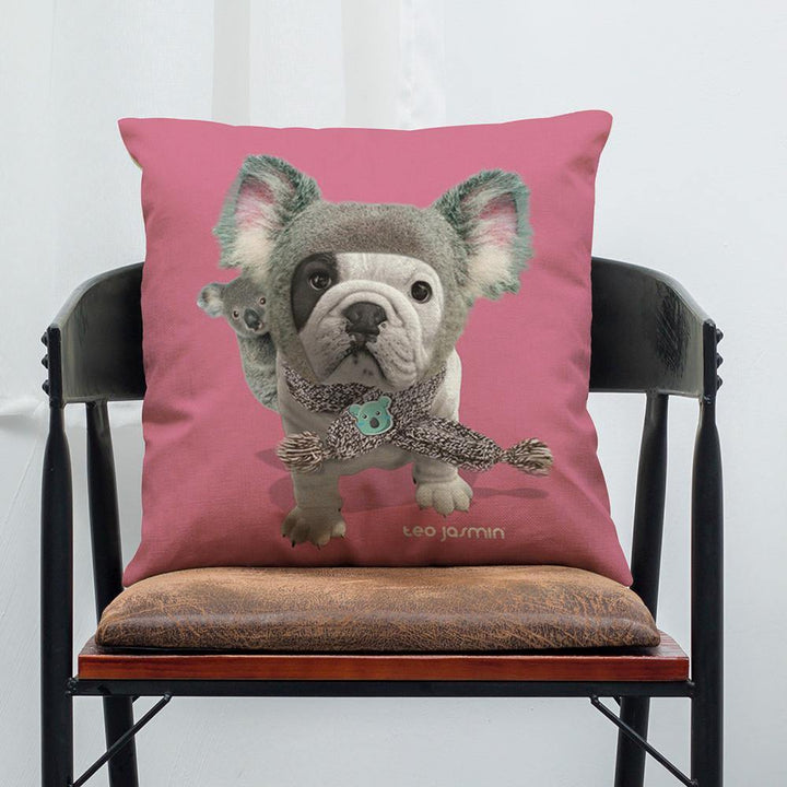 45 x 45 cm French Bulldog Printed Pillowcase Cotton Linen Sofa House Decoration Cushion Cover Pillow Case