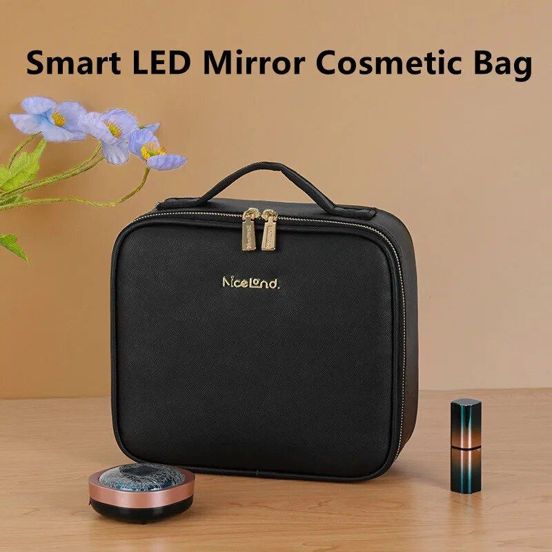 Illuminated LED Cosmetic Case with Mirror - Portable & High-Capacity Makeup Organizer