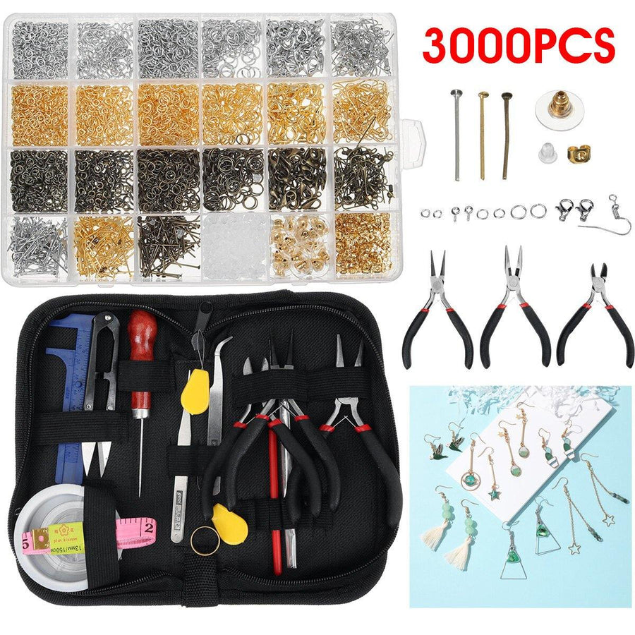 24 Grid 3000Pcs Mixed Color Repair Metal Jewelry DIY Craft Supplies Set - MRSLM