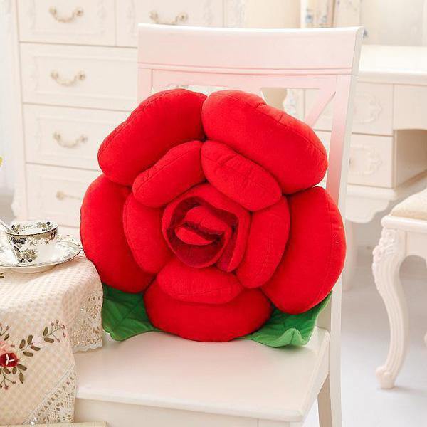 3D Colorful Rose Flowers Throw Pillow Plush Sofa Car Office Back Cushion Valentines Gift - MRSLM