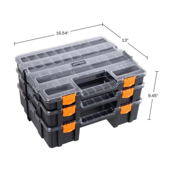 3-in-1 Stacking Portable Tool Chest Organizer with Customizable Compartments