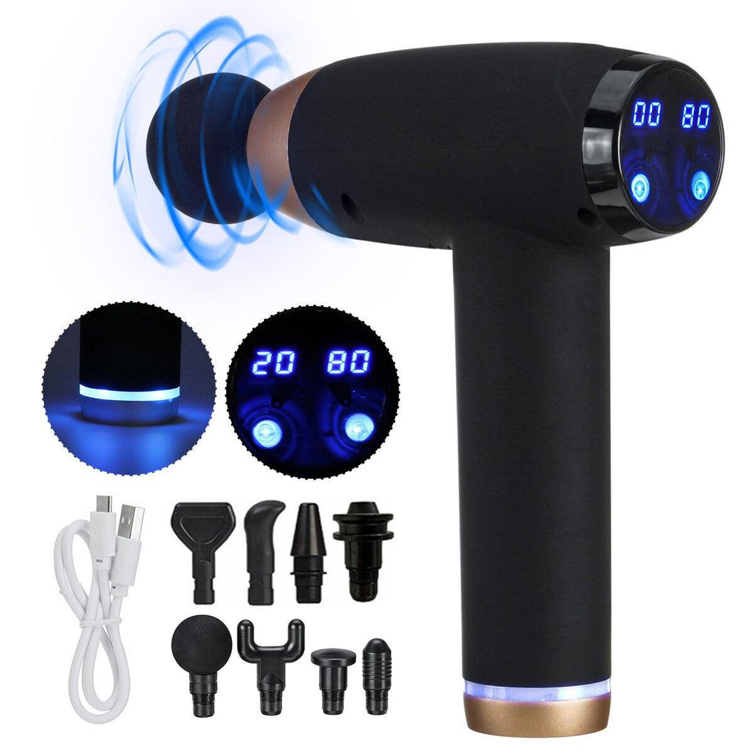 12V Matte Texture LCD Percussion Massager USB 7200r/min Muscle Relief Sport Recovery 20 Speed Electric Massager With 8 Heads