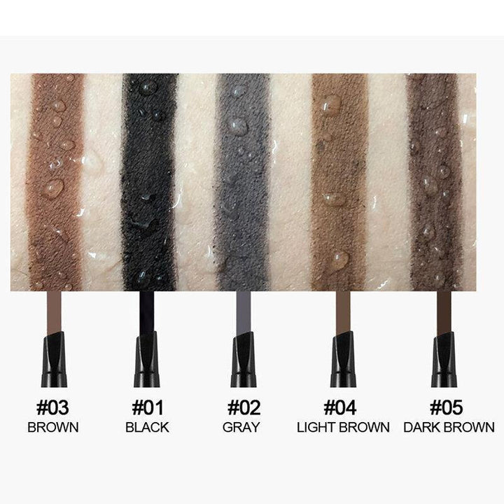 5 Colors Automatic Rotating Double-headed Waterproof Non-blooming Triangle Eyebrow Pencil