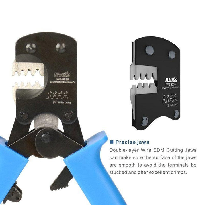 Fasen IWS-3220 Crimping Tool For JST DuPont Terminals Mini Hand Crimper Plier For Narrow-pitch Connector Pins 0.03-0.5mm2 AWG: 32-20