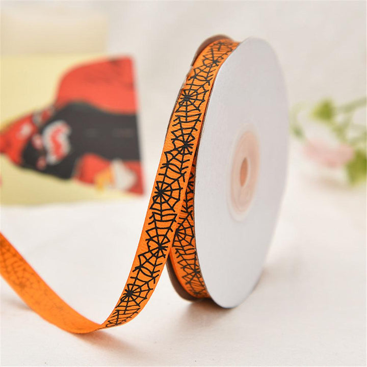 25 Yards 1cm Halloween Grosgrain Ribbon Printed Ribbons Polyester Ribbon For Wedding Christmas Decoration DIY Handmade