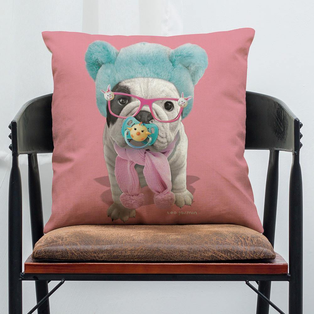 45 x 45 cm French Bulldog Printed Pillowcase Cotton Linen Sofa House Decoration Cushion Cover Pillow Case - MRSLM