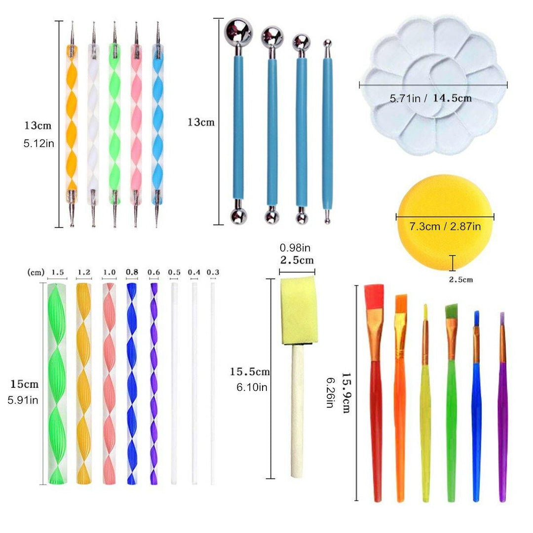 35Pcs Mandala Dotting Tools Rock Painting Kits Colorful Art Pen Paint Stencils