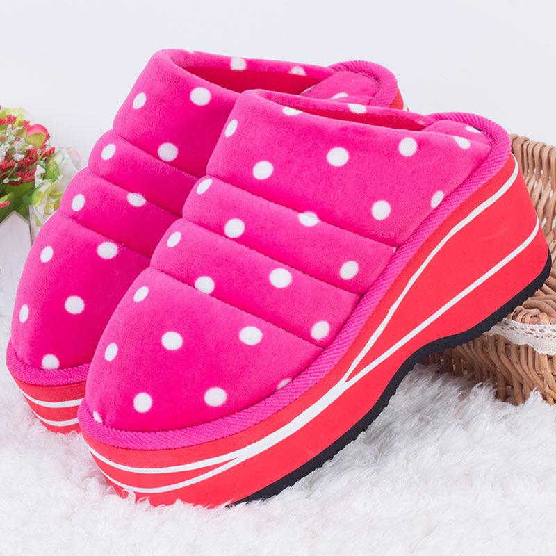 Winter Home Indoor High-heeled Cotton Slippers Women's Thick-soled Non-slip