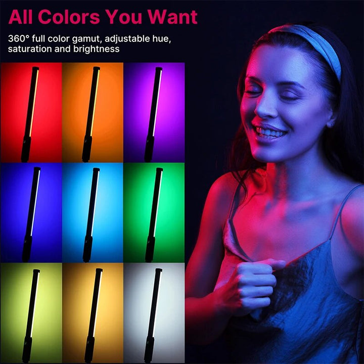 RGB Handheld LED Light Wand 19.68" - Adjustable Color Temperature and Dynamic Effects