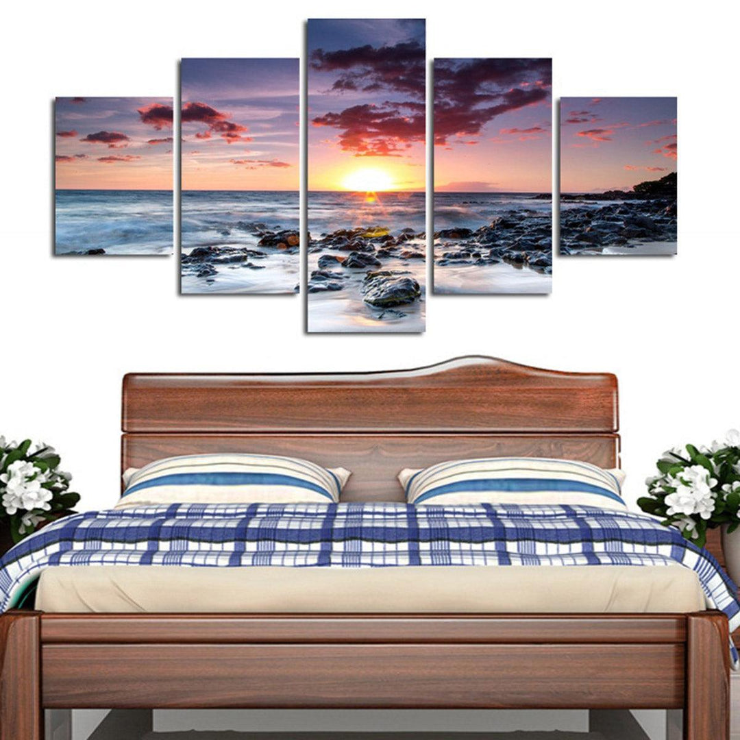 5 Piece Wall Art Canvas Sunset Sea Wall Art Picture Canvas Painting Home Decor Wall Pictures for Living Room No Framed