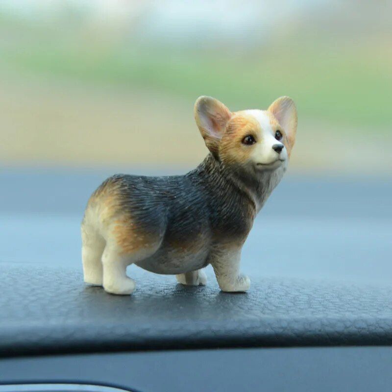 Cute Corgi Dashboard Ornament - Mini Resin Puppy Car Decor