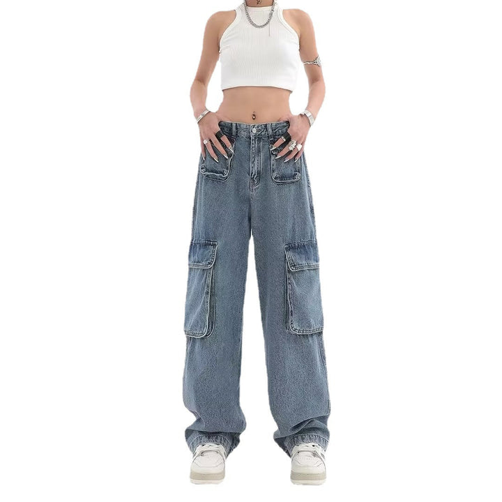 Women's Hip-hop Multi Pocket Straight Jeans