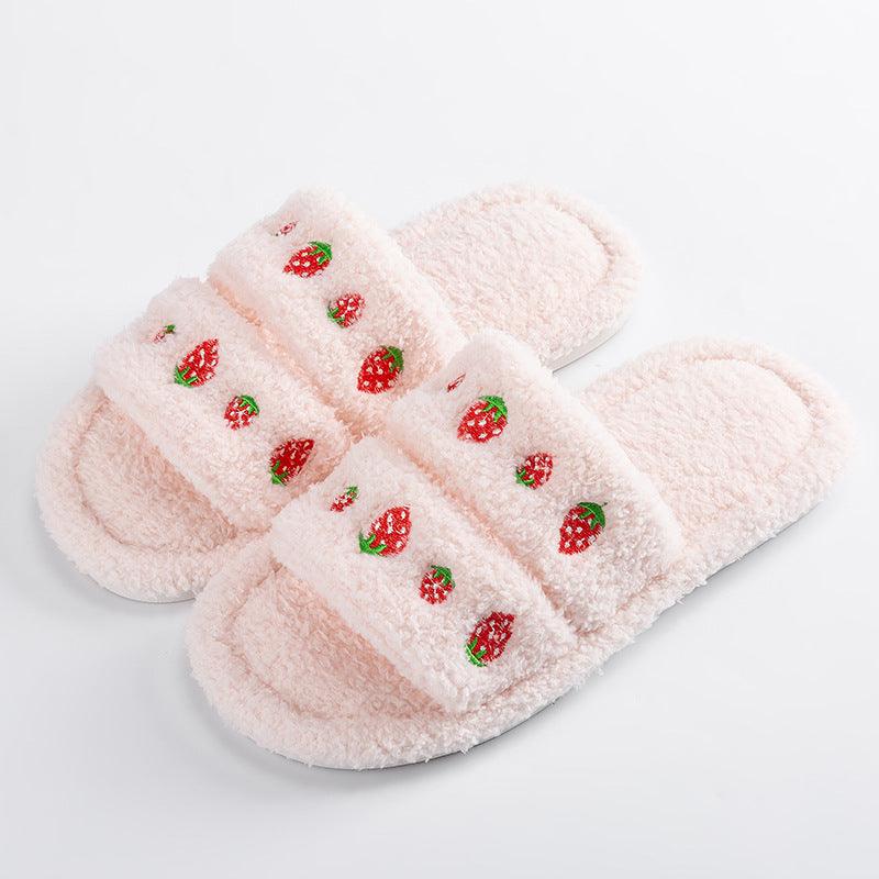 Home Indoor Slippers Plush Cute Wooden Floor Soft Bottom