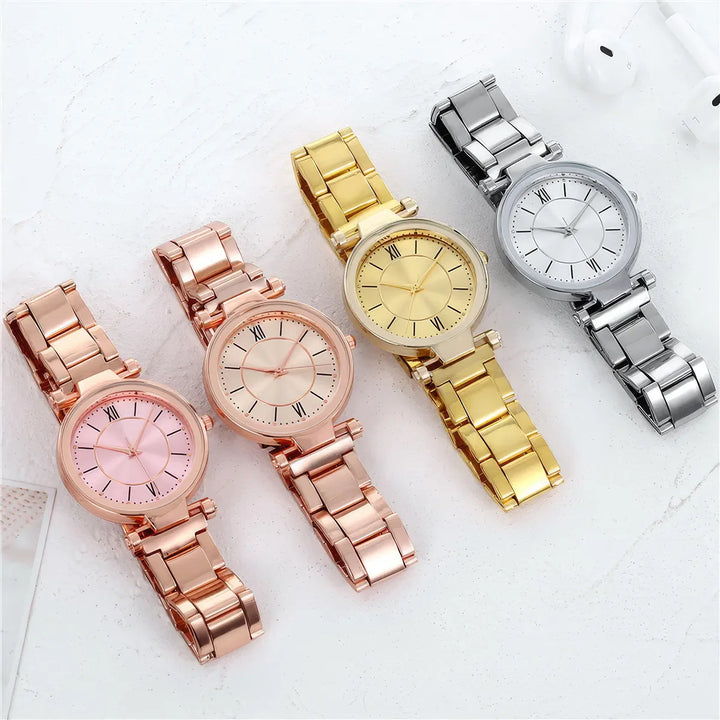 Exquisite Rose Gold Stainless Steel Women's Quartz Watch