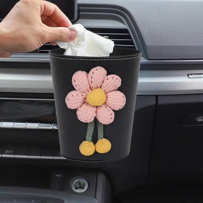 Luxury Leather Car Trash Can ‚Äì Portable Garbage Bin for Auto Interiors