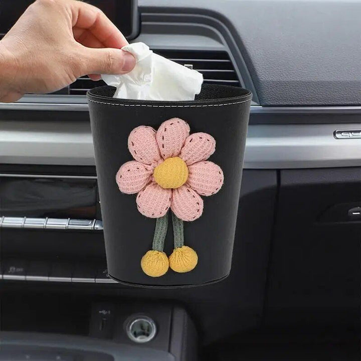 Luxury Leather Car Trash Can ‚Äì Portable Garbage Bin for Auto Interiors