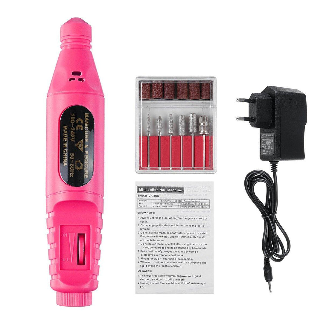 0-20000RPM 110-240V Nail File Art Speed Adjustable Electric Drill File Manicure Drill Pedicure Drill Portable Machine Electric Nail Polisher Kit - MRSLM