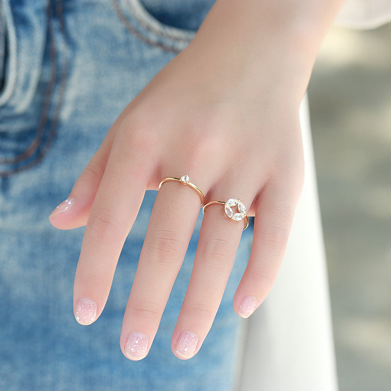 Women's Sterling Silver Gold-plated Topaz Set Ring