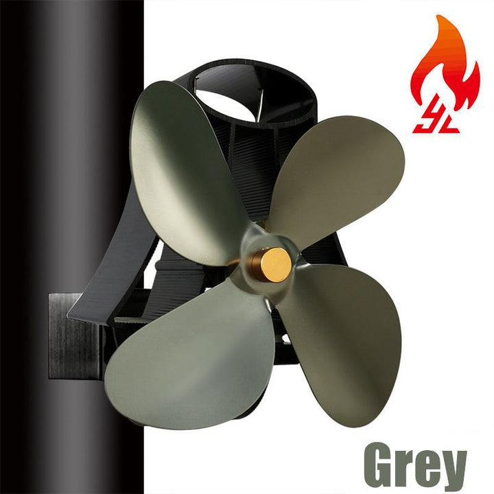 4 Blades Silent Wall Mounted Heat Powered Stove Fan Wood Burner Fireplace EcoFan - MRSLM