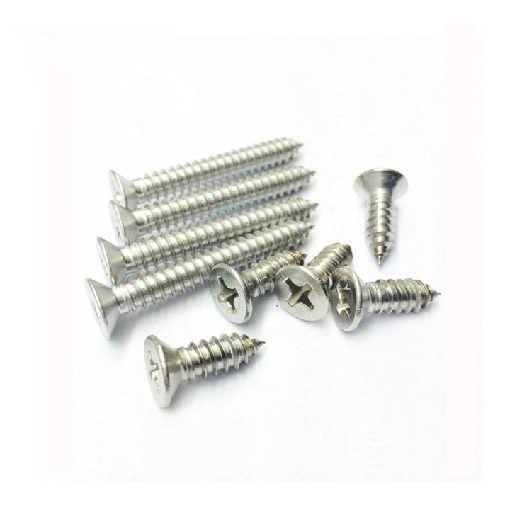 Suleve M2.6SP1 100Pcs M2.6 304 Stainless Steel Cross Flat Head Self Tapping Screw Wood Screws Speaker Screws Optional Length