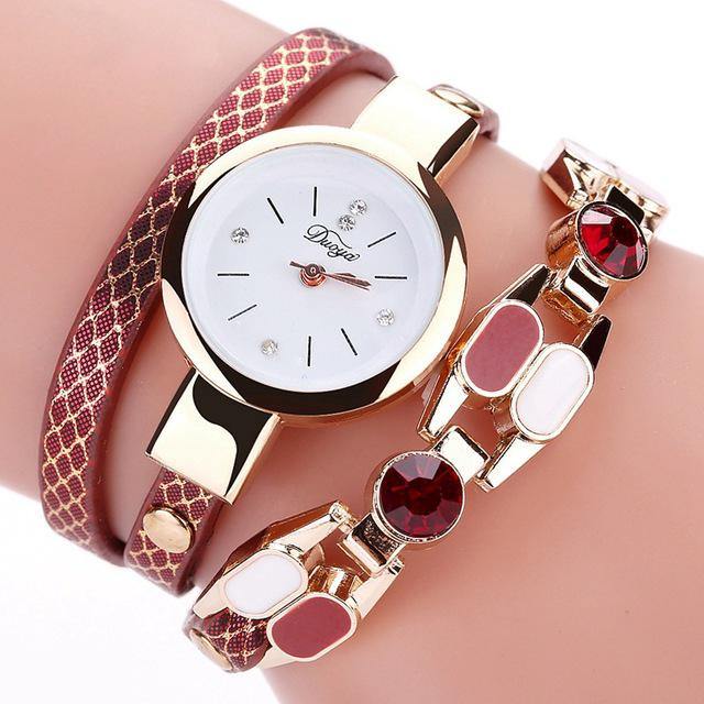 DUOYA DY106 Fashionable Women Bracelet Watch Vintage Leather Strap Quartz Watch