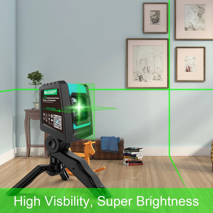 360° 2-Line Laser Level with Tripod and Battery – Self-Leveling Horizontal and Vertical Cross