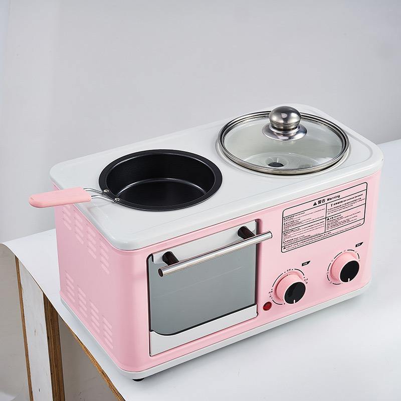 3 in 1 Electric Household Breakfast Machine Mini Bread Toaster Baking Oven Omelette Frying Pan Food Steamer