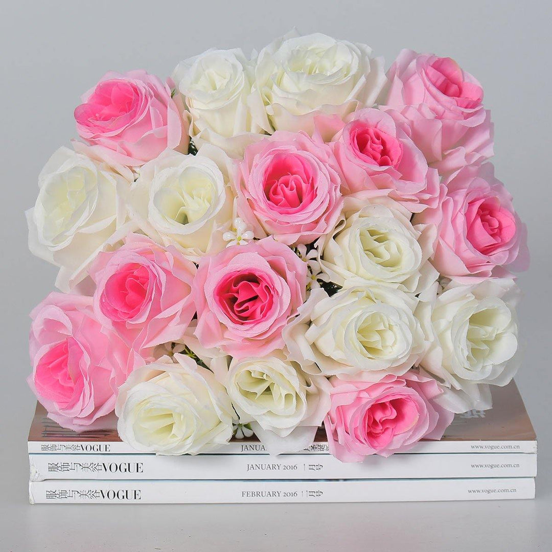 18 Head / Bouquet 15'' Artificial Silk Roses Flowers Bridal Home Wedding Decor Supplies - MRSLM