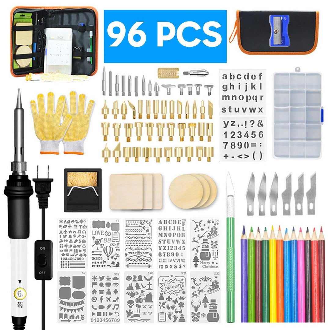 96Pcs 110V~240V 60W DIY Adjustable Temperature Electric Soldering Iron Welding Kit - MRSLM