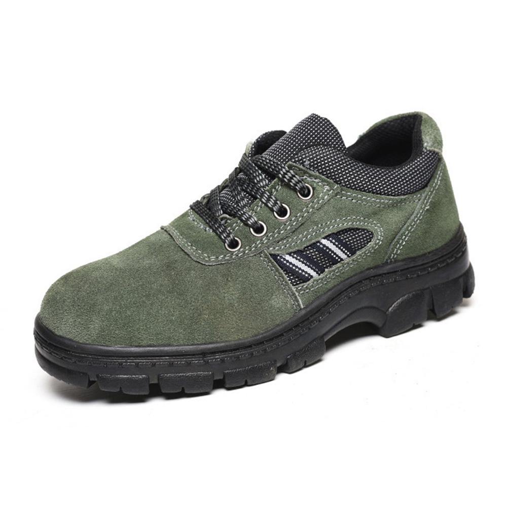 Men Steel Toe Wear Resistant Puncture Proof Outdoor Hiking Leather Sneakers