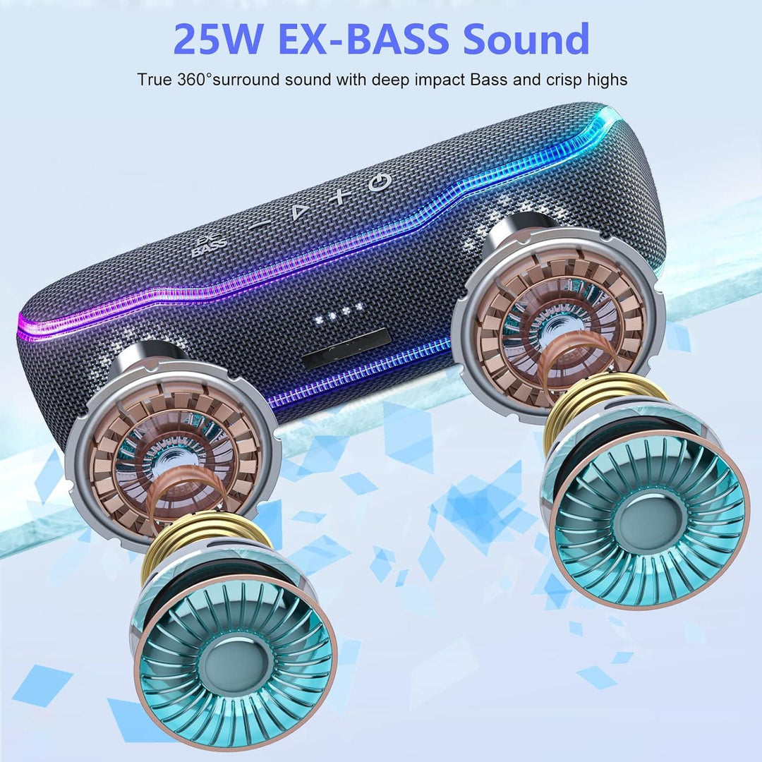 25W Waterproof Outdoor Bluetooth Speaker with RGB Light & Stereo Surround Sound