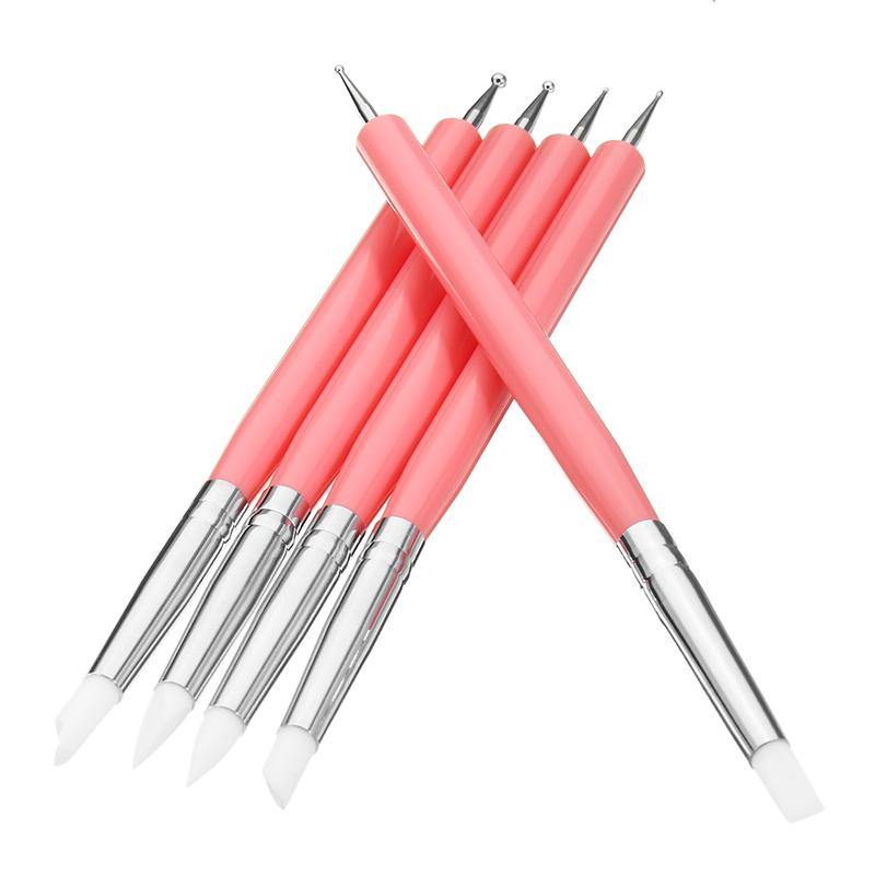 5 X 2 Way Ball Styluses Dotting Tools Silicone Color Shaper Brushes Pen for Polymer Clay Pottery