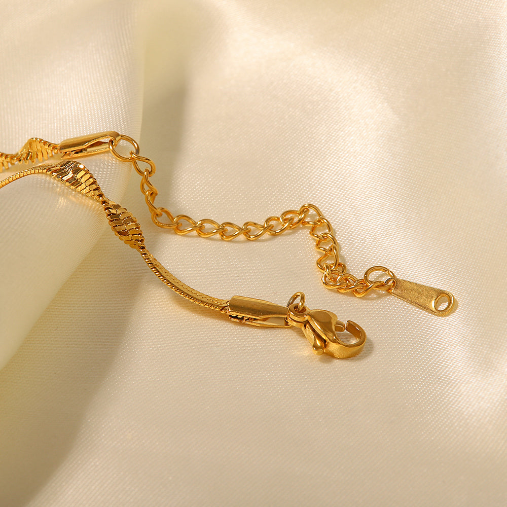 18k Gold Plated Stainless Steel Snake Chain Bracelet - Waterproof & Timeless