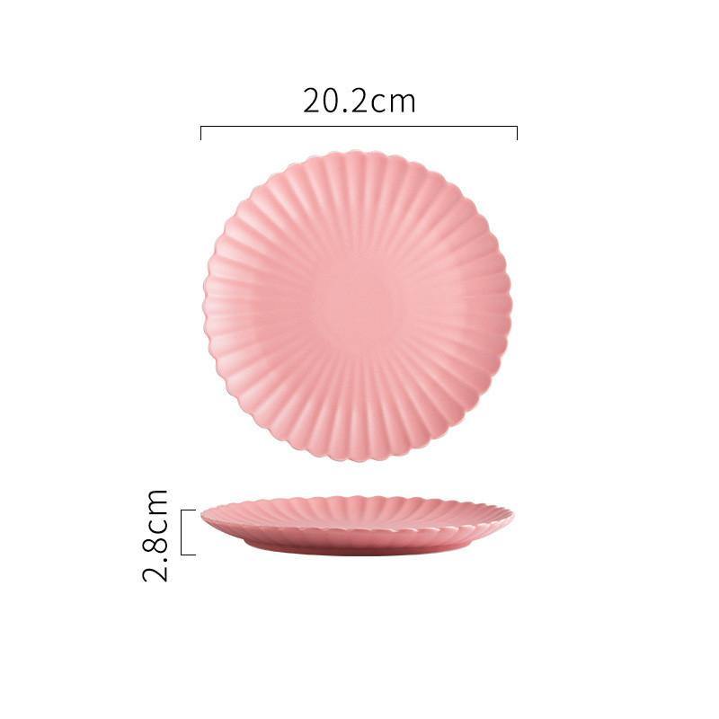 Creative Simple Solid-color Ceramic Plate Fruit Cake Plate Round Beef Steak Western Plate - MRSLM