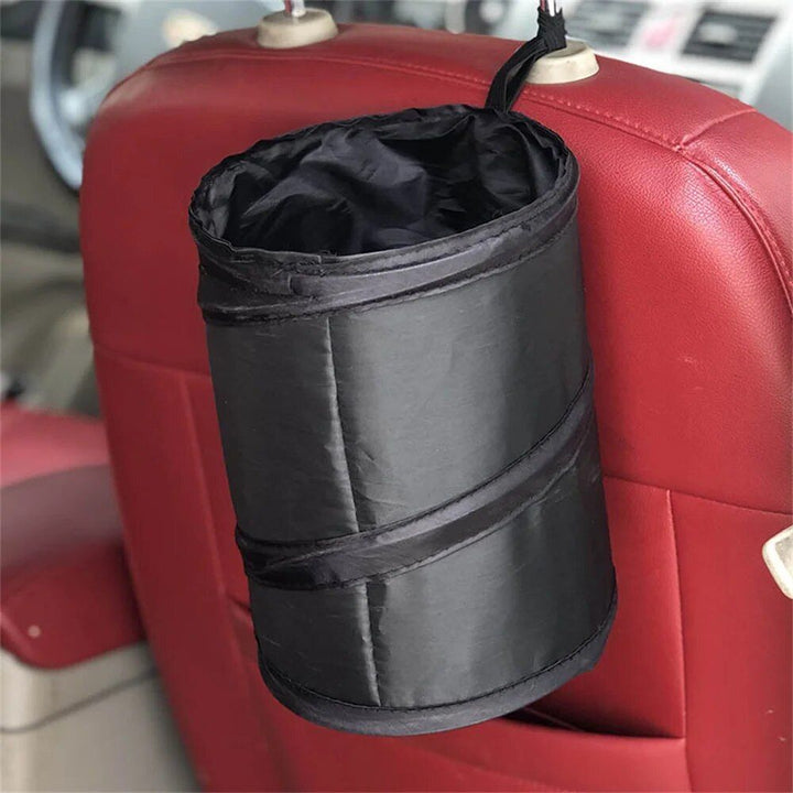 Compact Foldable Car Trash Can with Pressing Lid and Storage Pocket