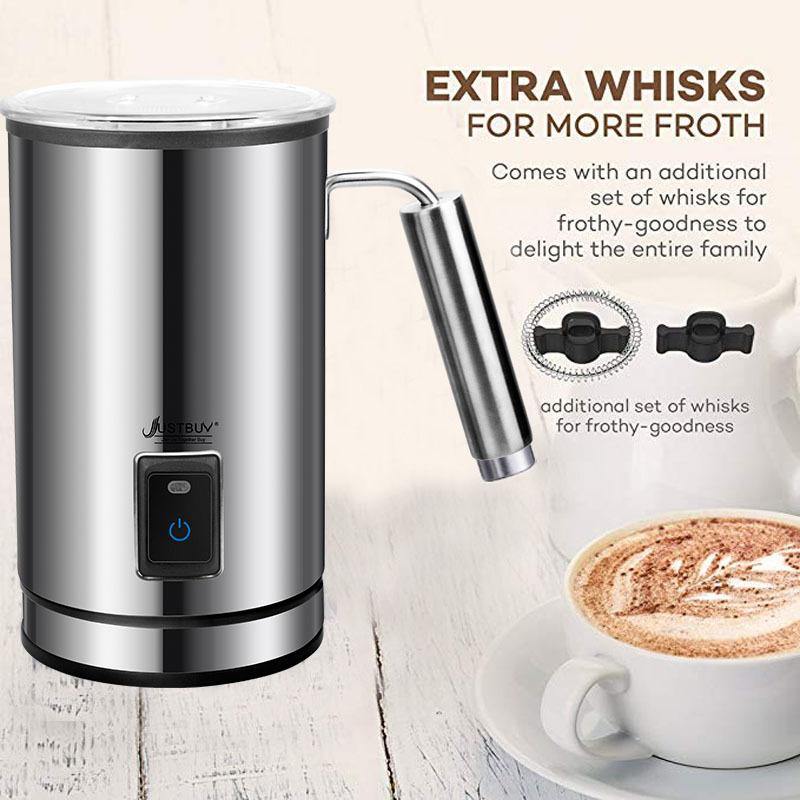 Electric Milk Frother Soft Foam Warmer for Coffee Essperso Cappuccino Milk Steamer 3 Function Creamer Milk Heater (Silver EU)