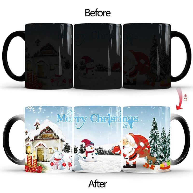 Merry Christmas Magic Mug Temperature Color Changing Mugs Heat Sensitive Cup Coffee Tea Milk Mug Novelty Gifts for Kids - MRSLM